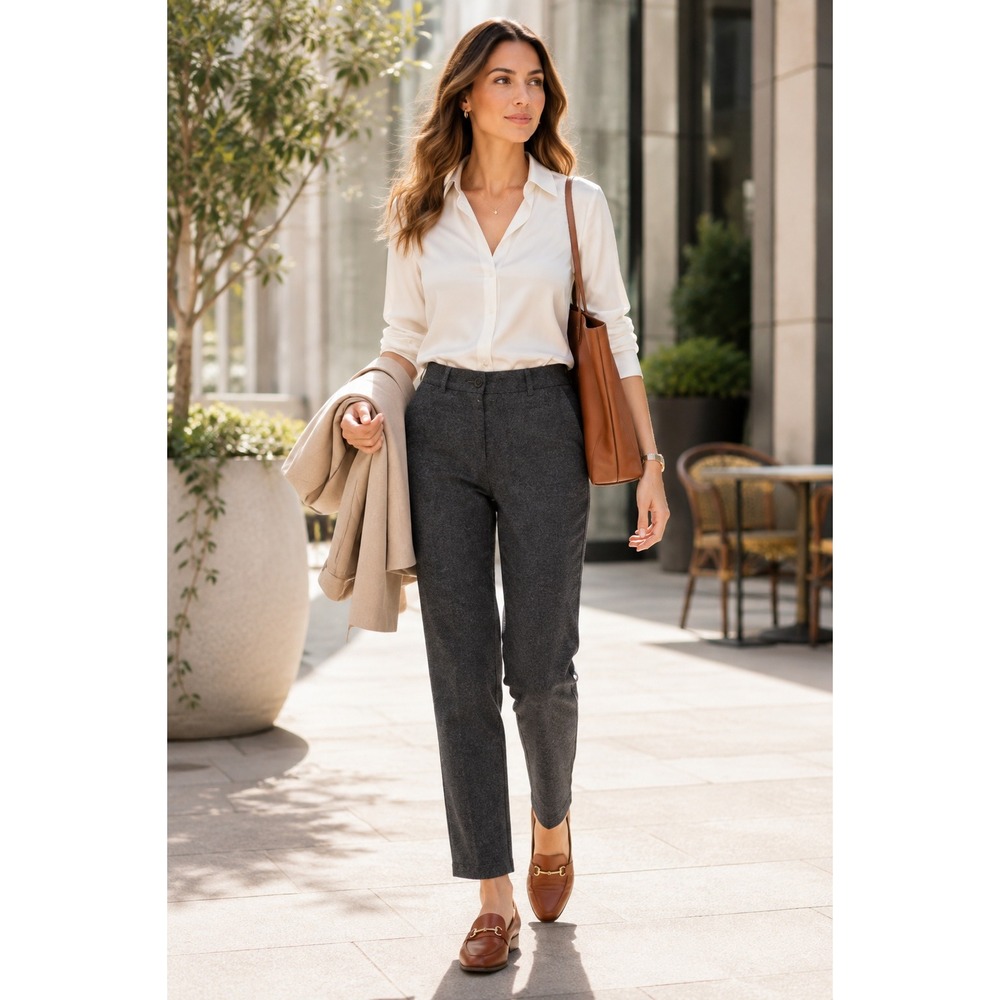 NWT‎ Max Studio Gray Slim Ankle Trousers Stretch Mid Rise Work Pants Small